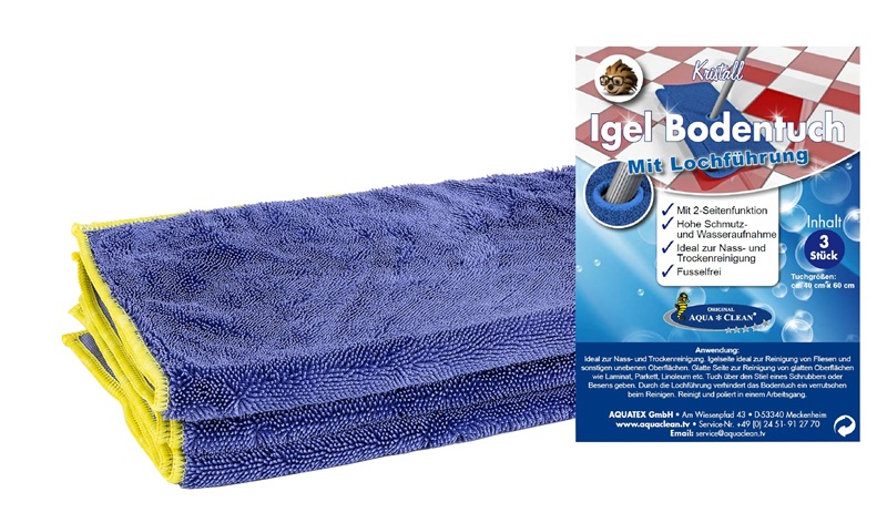AQUA CLEAN Kristall Igel Bodentücher mit Lochführung 3 Stück