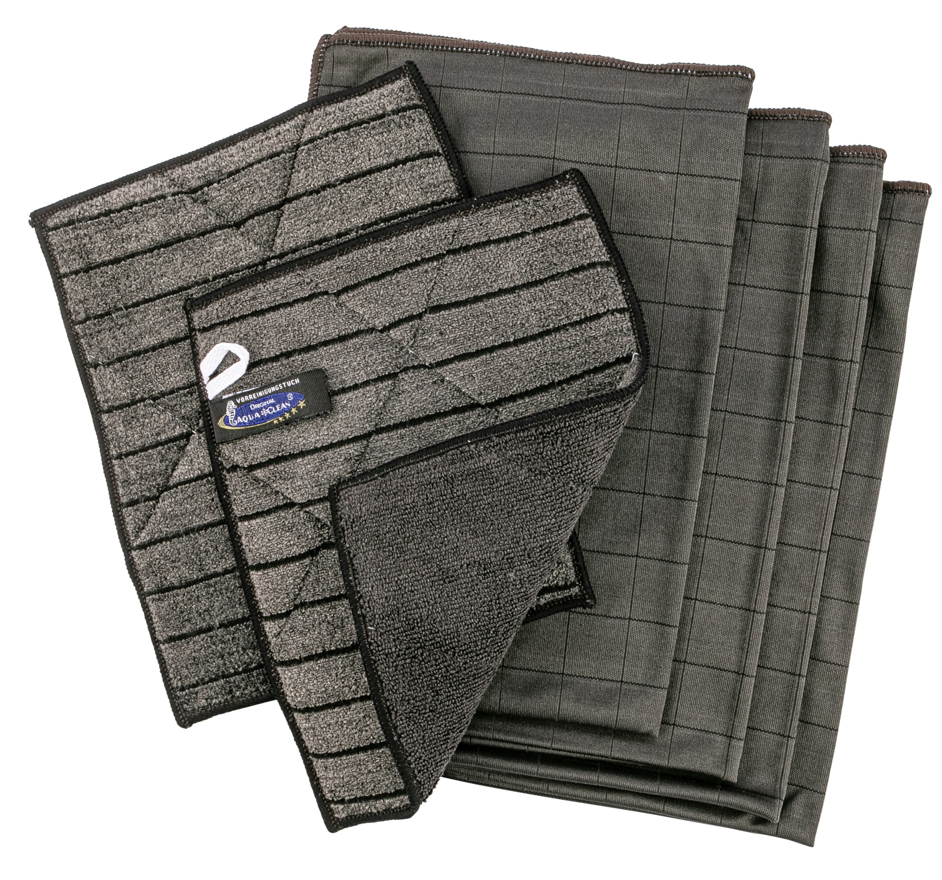 AQUA CLEAN Black Edition Fenstertücher Set streifenfrei reinigen trocknen und polieren ohne Chemie für Fenster Spiegel und Edelstahl
