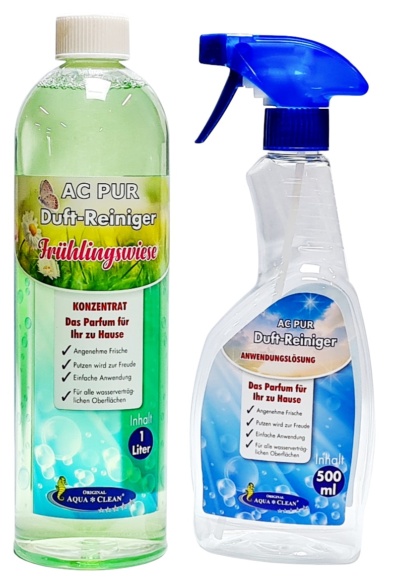 AQUA CLEAN PUR Duft-Reiniger Konzentrat Frühlingswiese 1l inkl. Sprühflasche