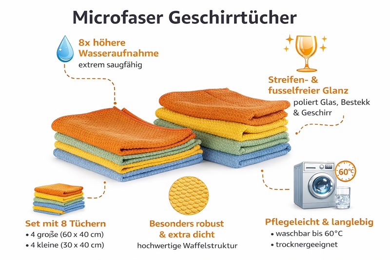 AQUA CLEAN Piqué Geschirrtücher 8er Set