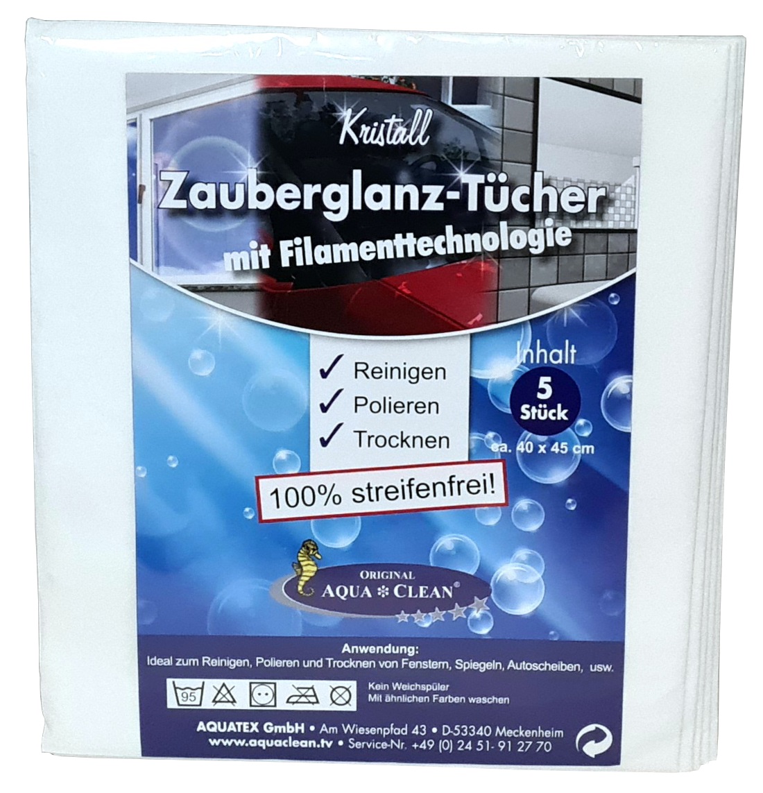 AQUA CLEAN Kristall Zauberglanz-  Tücher mit Filamenttechnologie 5er Set