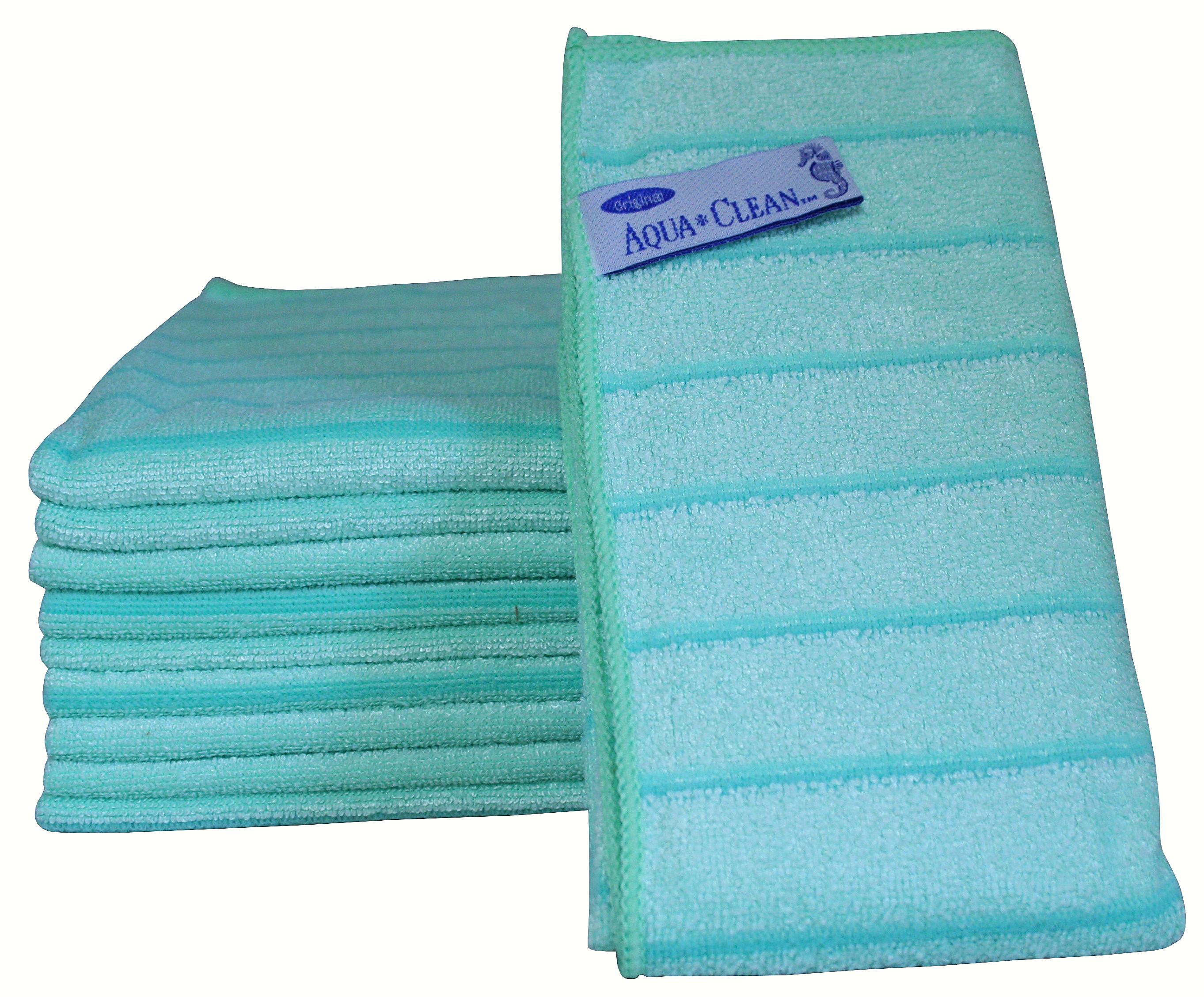AQUA CLEAN Microfaser Reinigungstücher mit Kraftstreifen Grün 10tlg.
