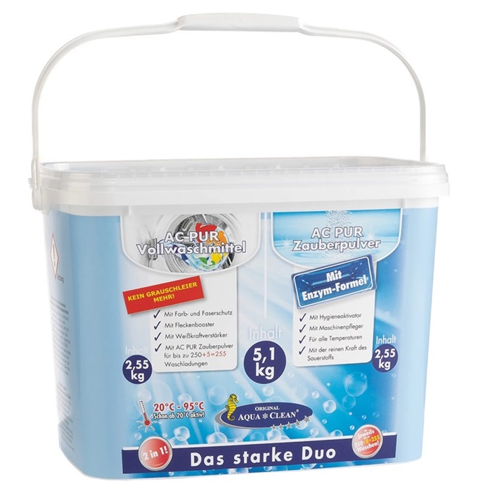 AQUA CLEAN PUR Kombi-Eimer Zauberpulver & Vollwaschmittel 2x 2,55kg