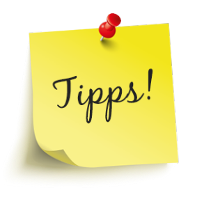 Gelber Haftnotizzettel mit roter Stecknadel und dem Schriftzug „Tipps!“ als Symbolbild für praktische Hinweise, Empfehlungen und Ratgeberinformationen