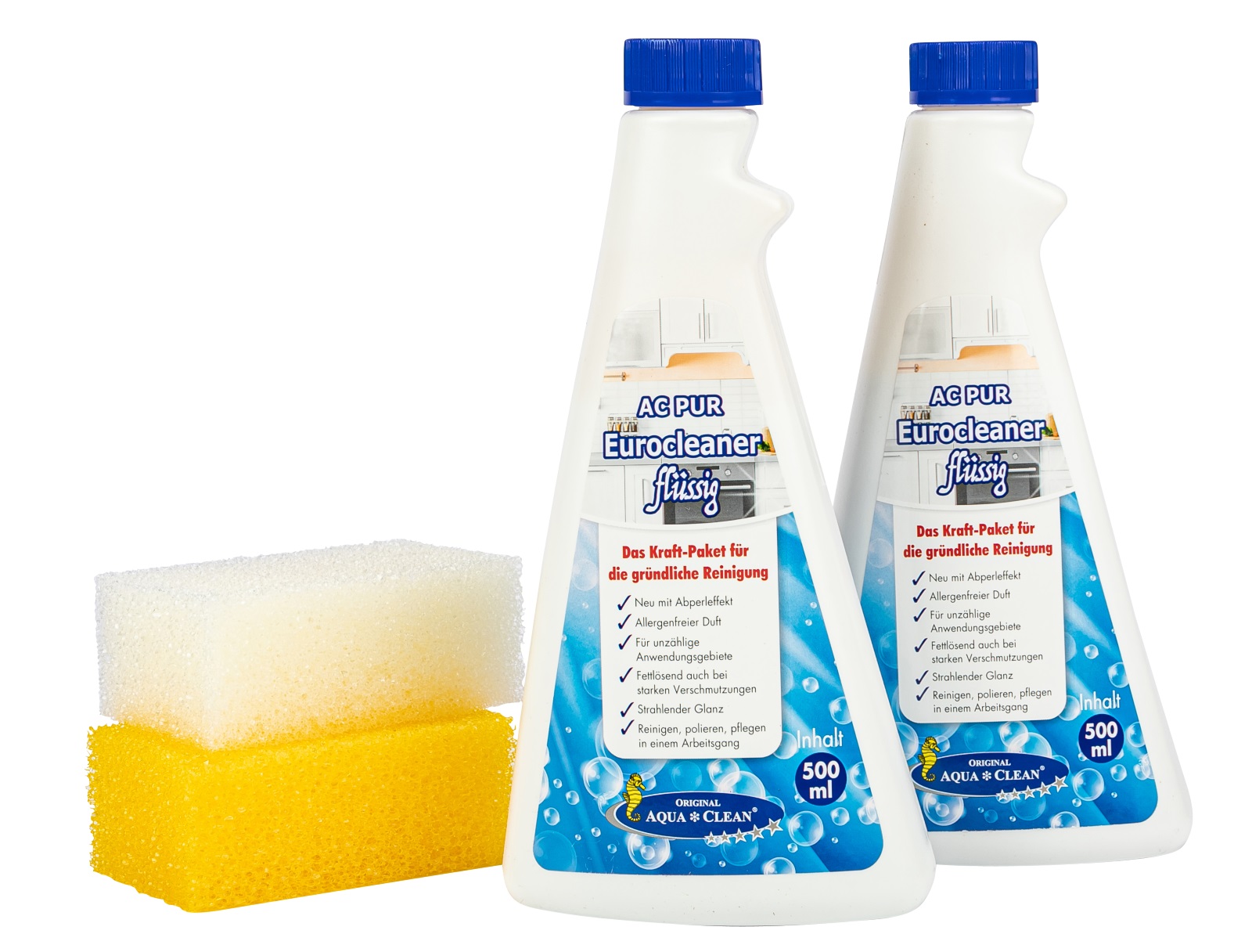 AQUA CLEAN PUR Eurocleaner flüssig mit verbesserter Fettlösekraft 2 x 500 ml