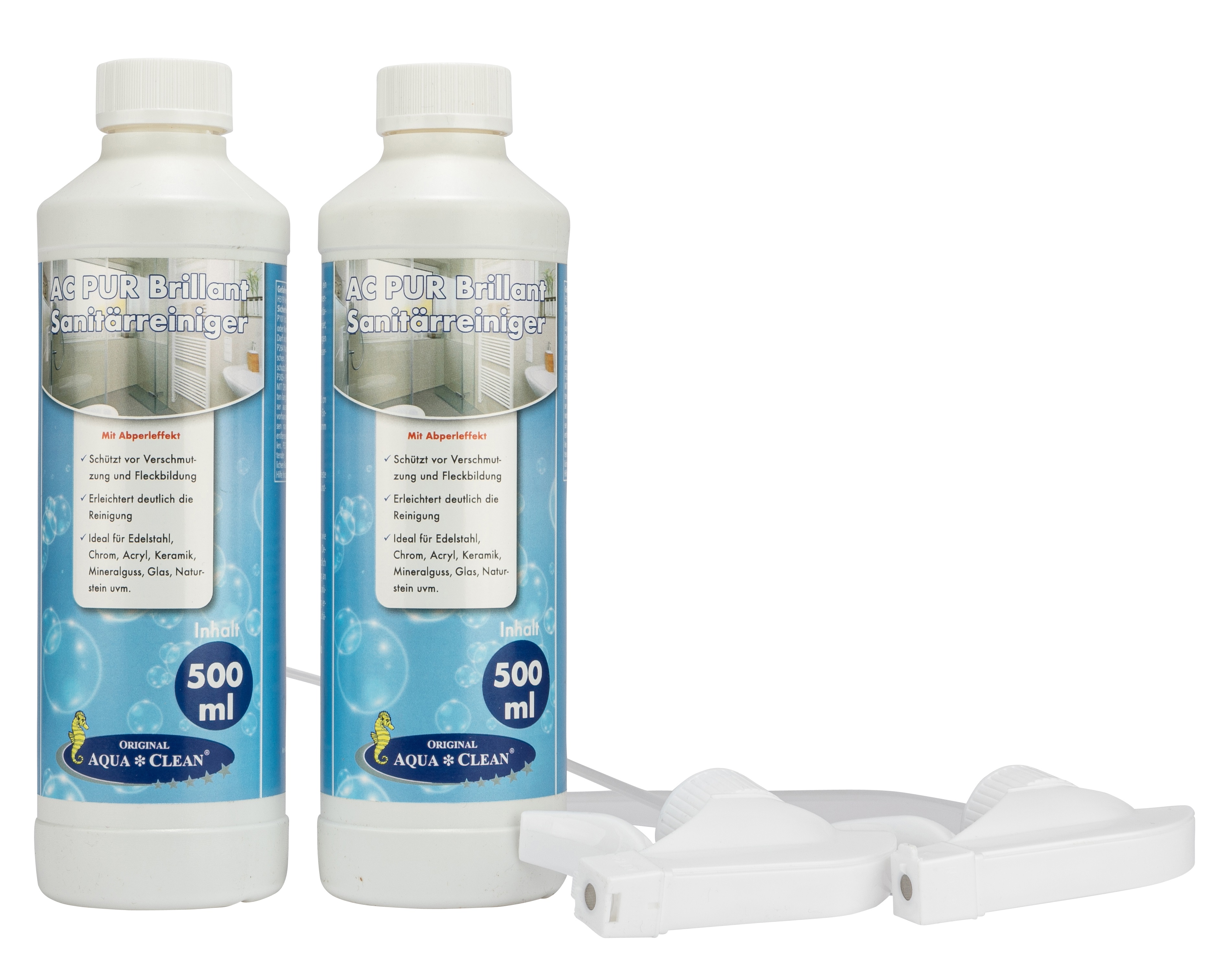 AQUA CLEAN PUR Brillant Sanitärreiniger mit Abperleffekt 2 x 500 ml