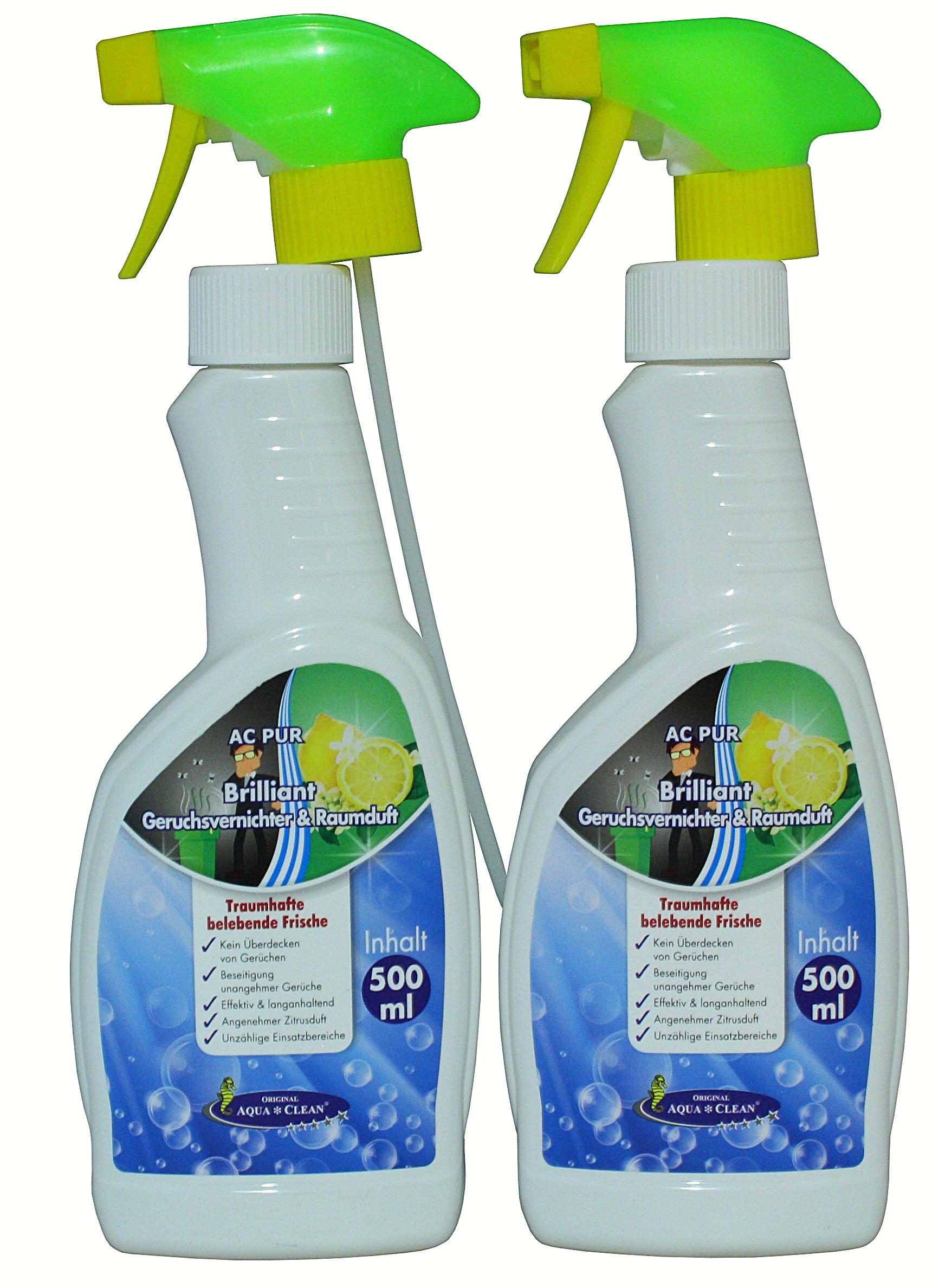 AQUA CLEAN Brilliant Geruchsvernichter & Raumduft 2x 500ml