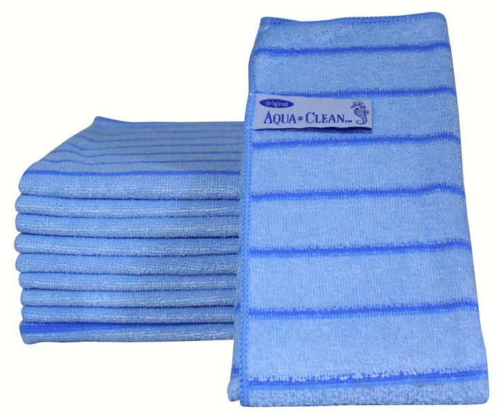 AQUA CLEAN Microfaser Reinigungstücher mit Kraftstreifen Blau 10tlg.