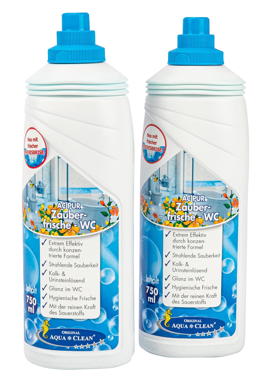 AQUA CLEAN PUR Zauberfrische WC Gel für Glanz im WC extrem effektiv 2x 750ml