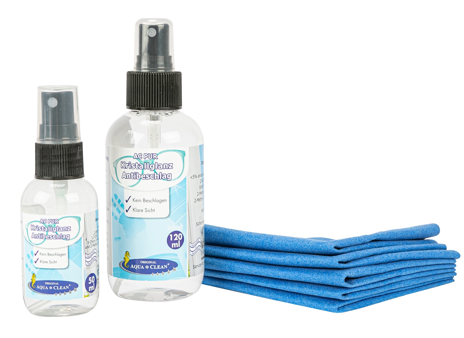 AQUA CLEAN PUR Kristallglanz Antibeschlag für Brillen, Scheiben & Spiegel, 6tlg.