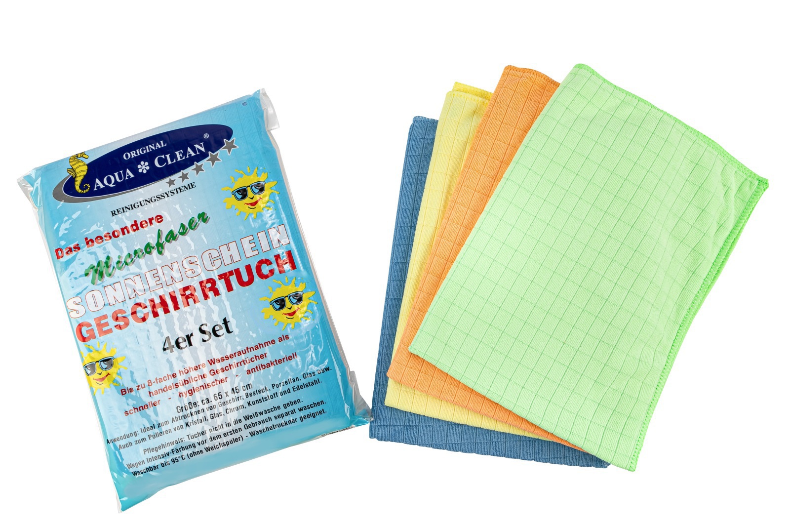 aqua-clean-microfaser-sonnenschein-geschirrtuch-4er-se AQUA CLEAN Sonnenschein Geschirrtücher 4er Set