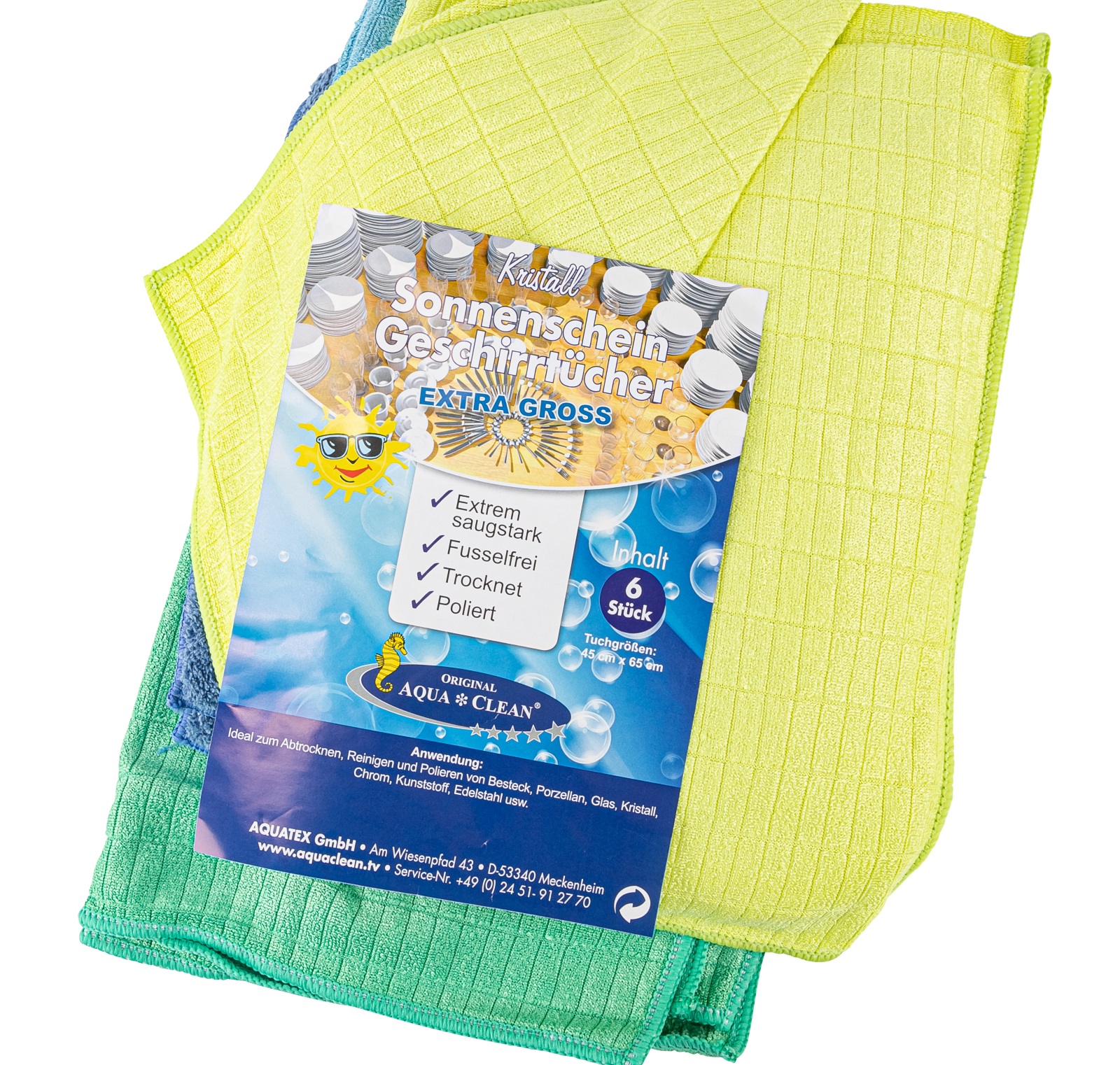 AQUA CLEAN Geschirrtuch Sonnenschein Kristall 6er Set Extra Groß