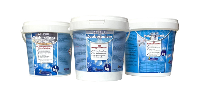 AC Probierset Vollwaschmittel 1kg + Zauberpulver 1kg + Geschirrpulver 1kg