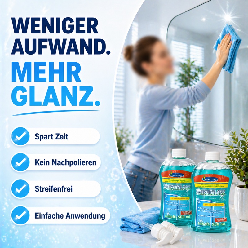 AQUA CLEAN Zauberglanz Glasreiniger für streifenfreien Glanz mit weniger Aufwand