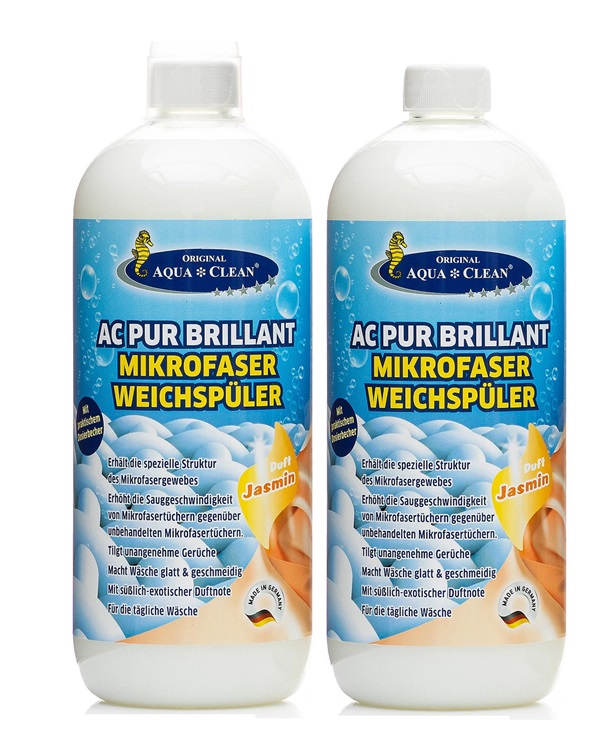 AQUA CLEAN PUR Brillant Weichspüler für Mikrofaser Jasmin 2 x 1 l