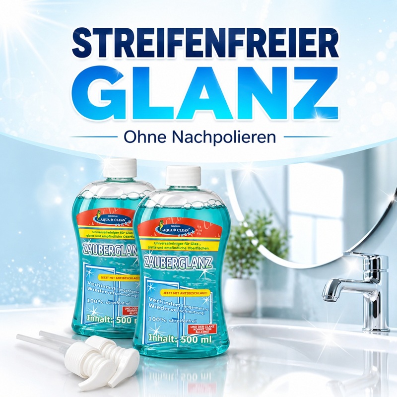 AQUA CLEAN Zauberglanz Glasreiniger für streifenfreien Glanz ohne Nachpolieren