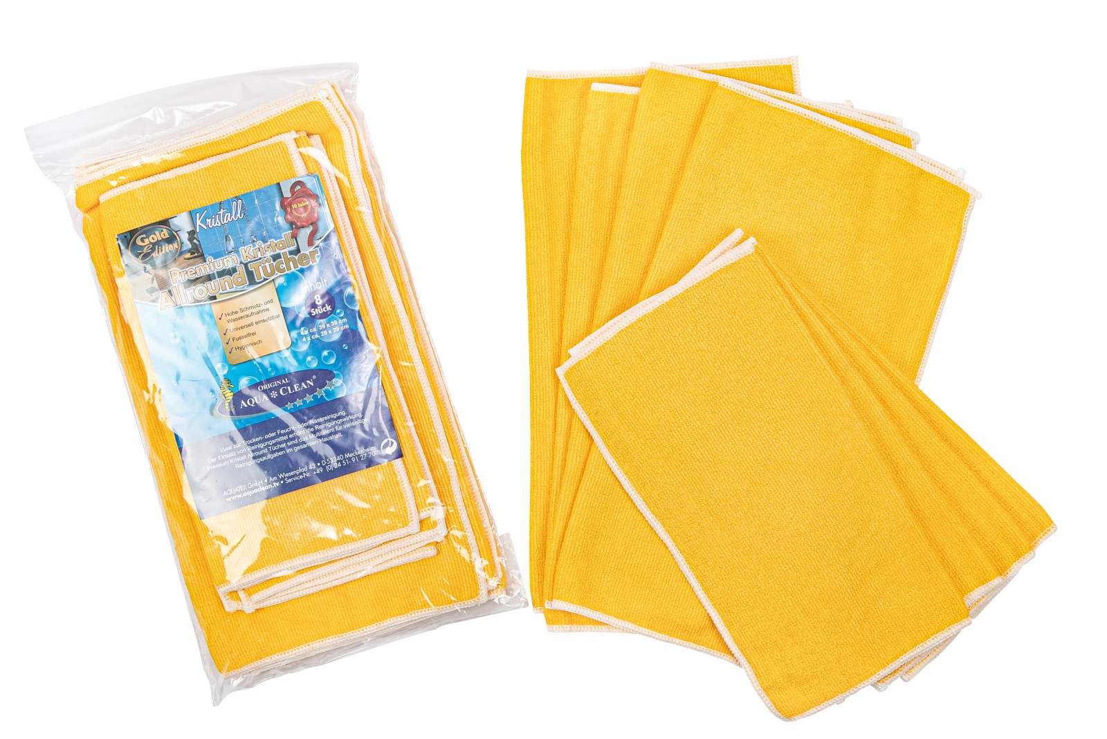 AQUA CLEAN Kristall Allround Tücher Gold Edition 8-tlg.
