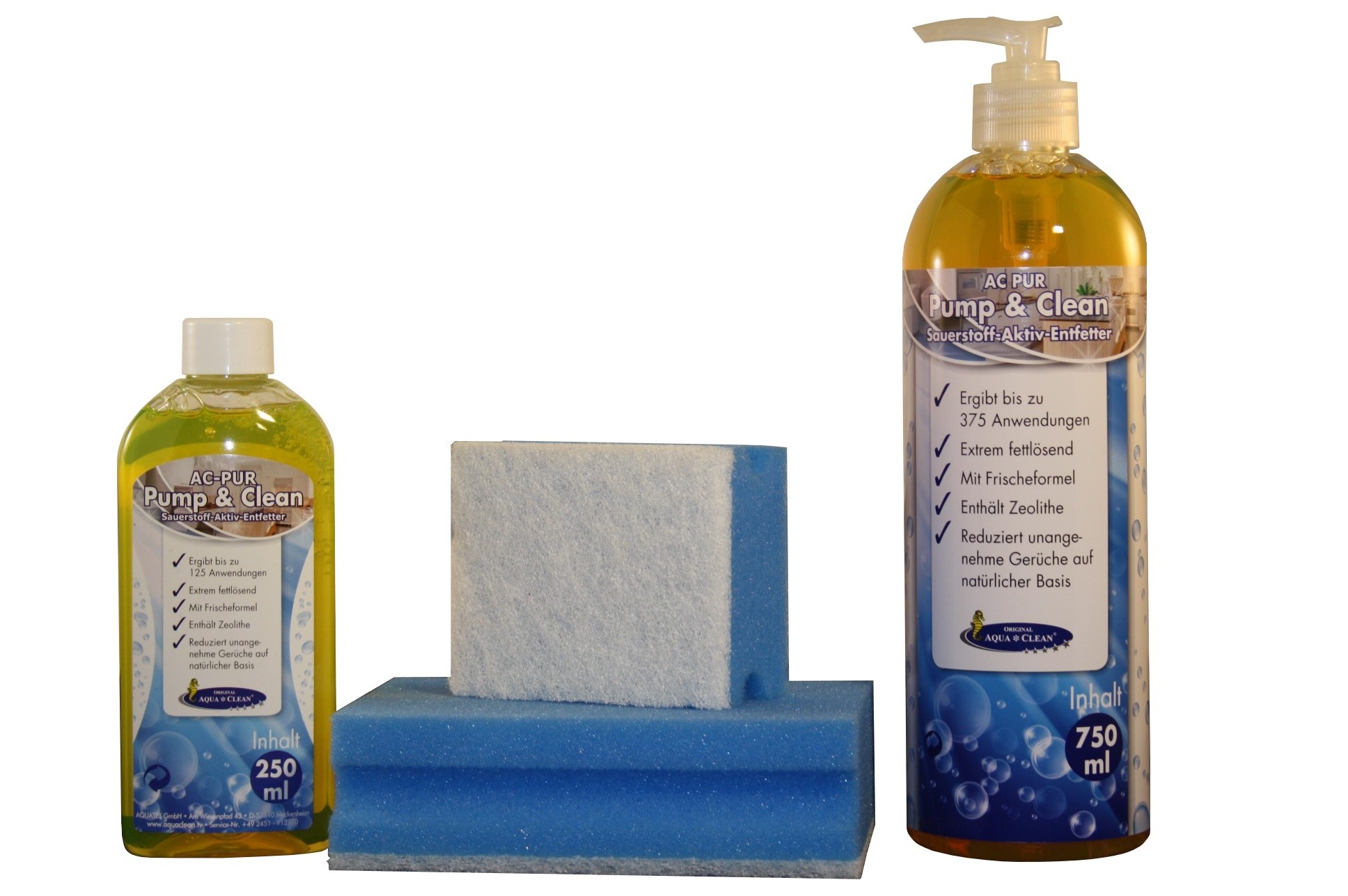 AQUA CLEAN PUR Pump & Clean Sauerstoff Aktiv - Entfetter 4er Set