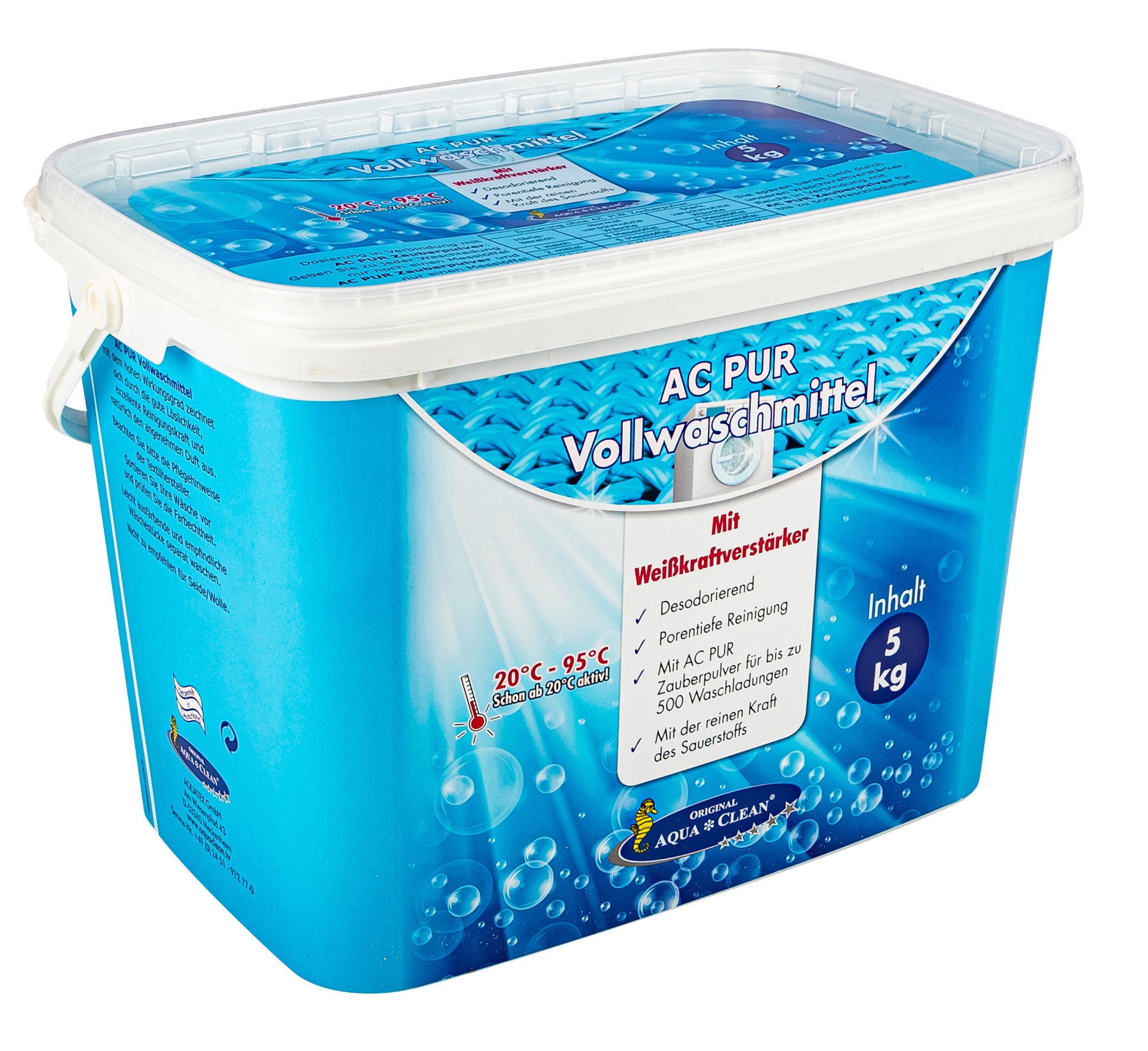 AQUA CLEAN PUR Vollwaschmittel mit Farb-& Faserschutz und Weisskraftverstärker 5kg