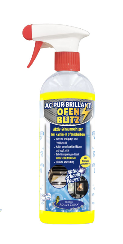 AQUA CLEAN PUR Brillant Ofenblitz Aktiv-Schaumreiniger für Kamin- & Ofenscheiben 750ml