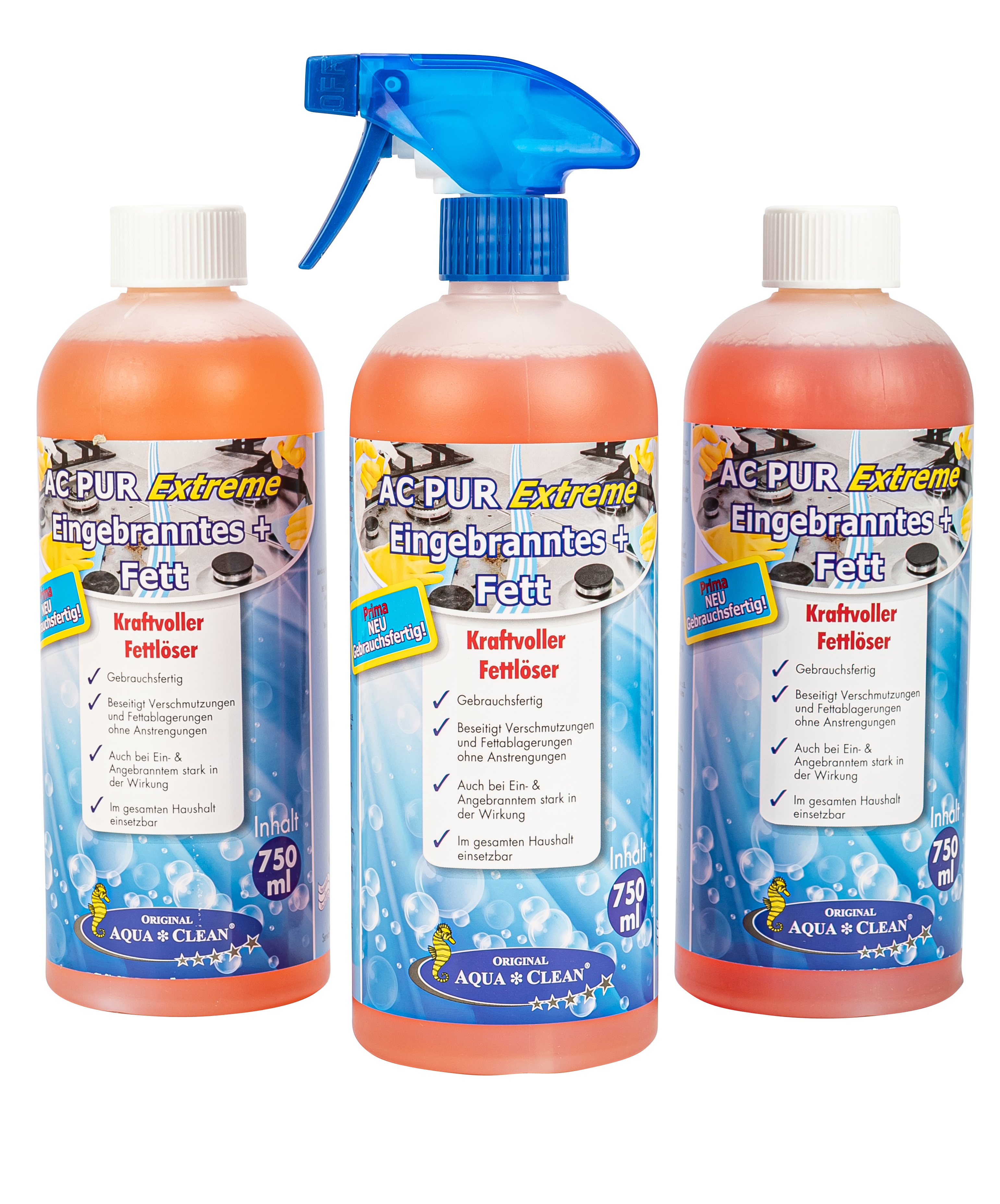 AQUA CLEAN PUR Extreme gegen Eingebranntes & Fett universell einsetzbar 3 x 750ml