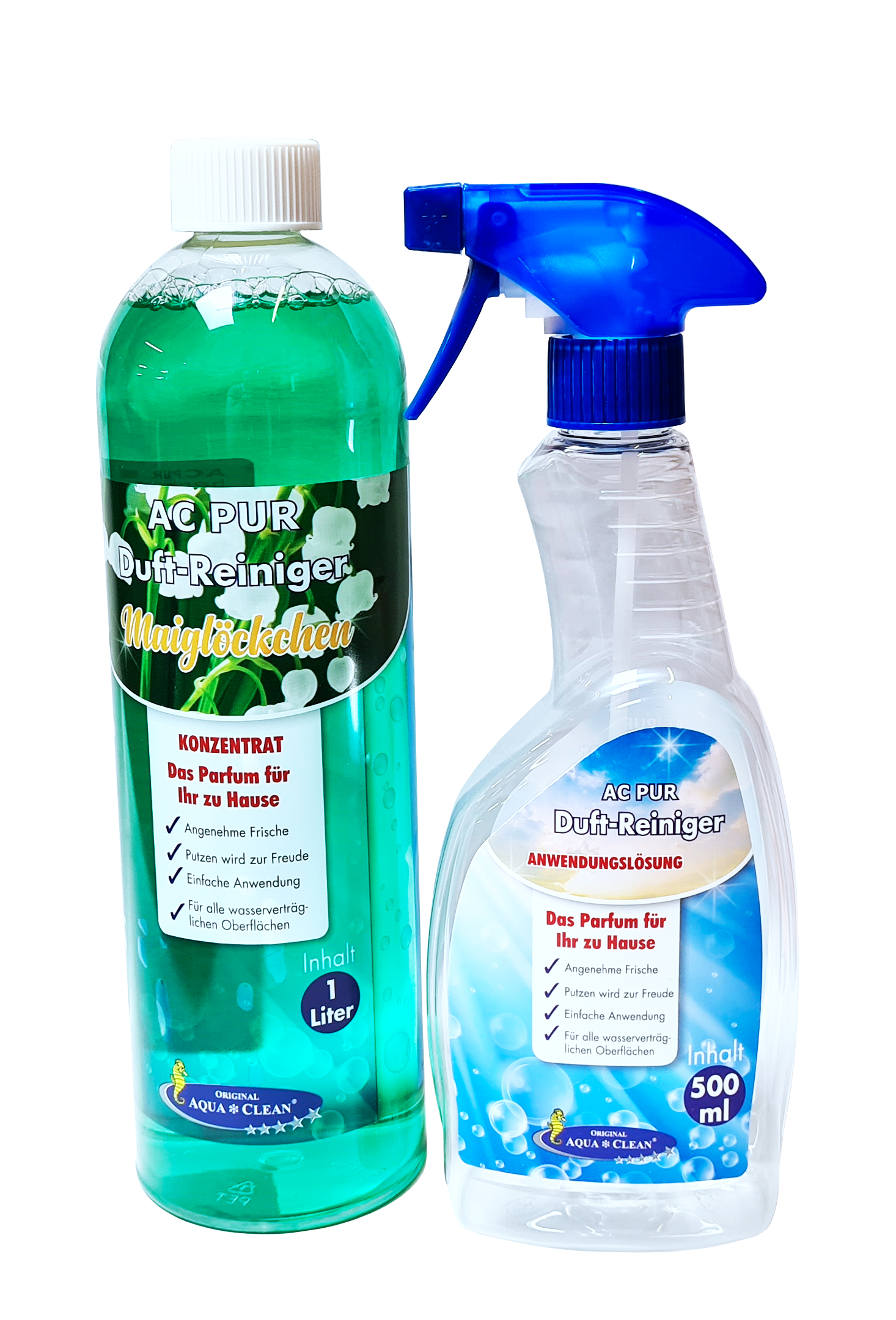 AQUA CLEAN PUR Duft-Reiniger Konzentrat Maiglöckchen 1l inkl. Sprühflasche