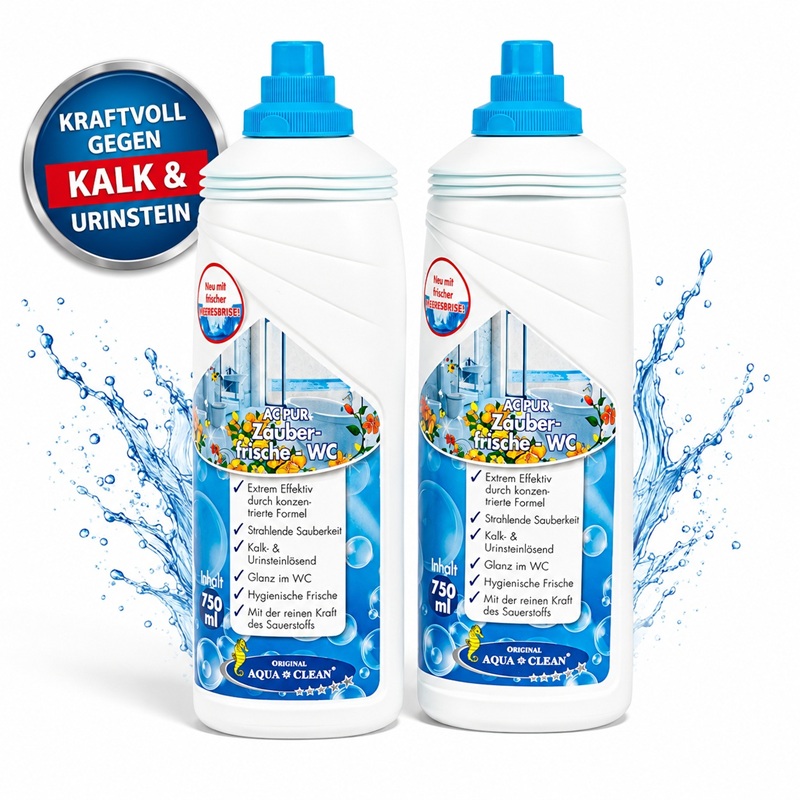 AQUA CLEAN PUR Zauberfrische WC Reiniger gegen Kalk und Urinstein im 2x750ml Set