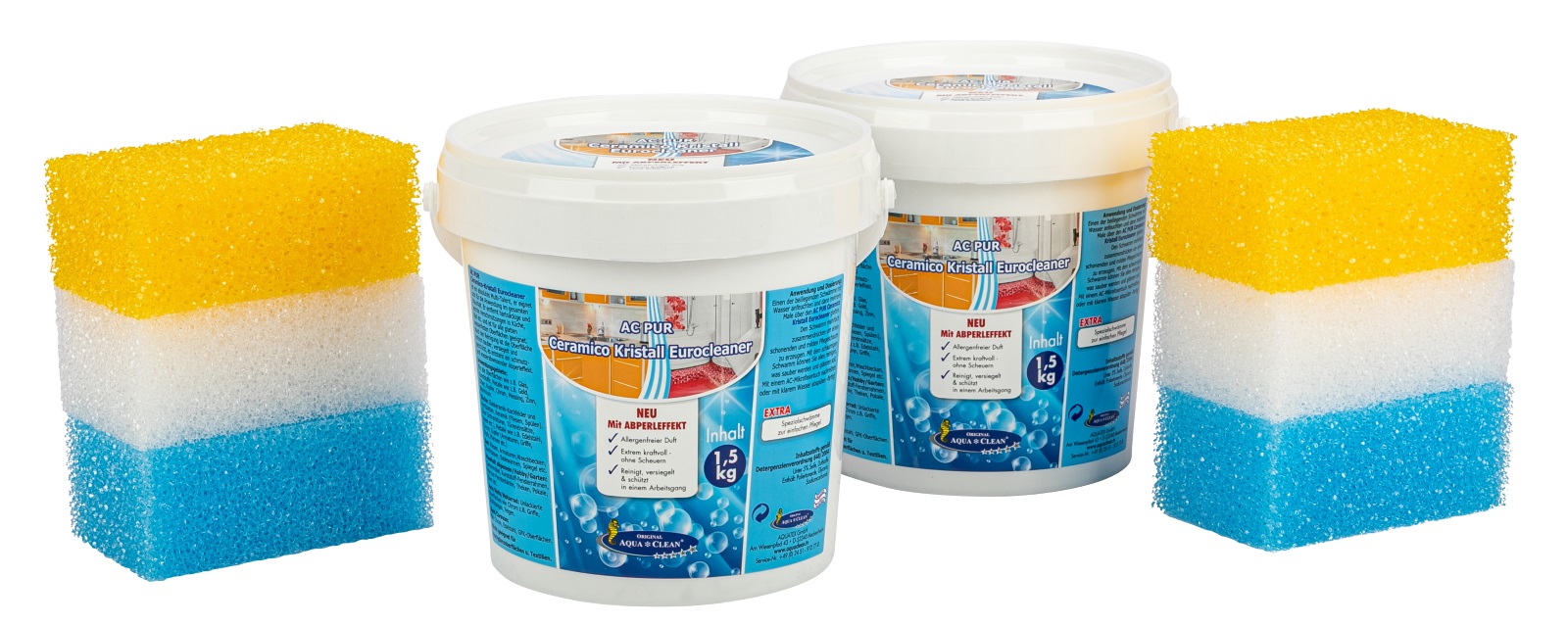 AQUA CLEAN PUR Ceramico Kristall Eurocleaner mit Abperleffekt 2x 1,5kg