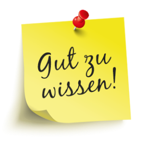 Gelber Haftnotizzettel mit Stecknadel und dem Schriftzug „Gut zu wissen!“ als Hinweisbild für Tipps, Informationen und wichtige Hinweise