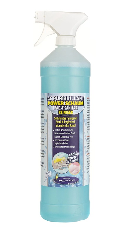 AC PUR BRILLANT Power Schaum Bad und Sanitär Reiniger 1 Liter in Sprühflasche, hygienischer Aktivschaum für Badkeramik, Armaturen, Fliesen, Spiegel und Dusche