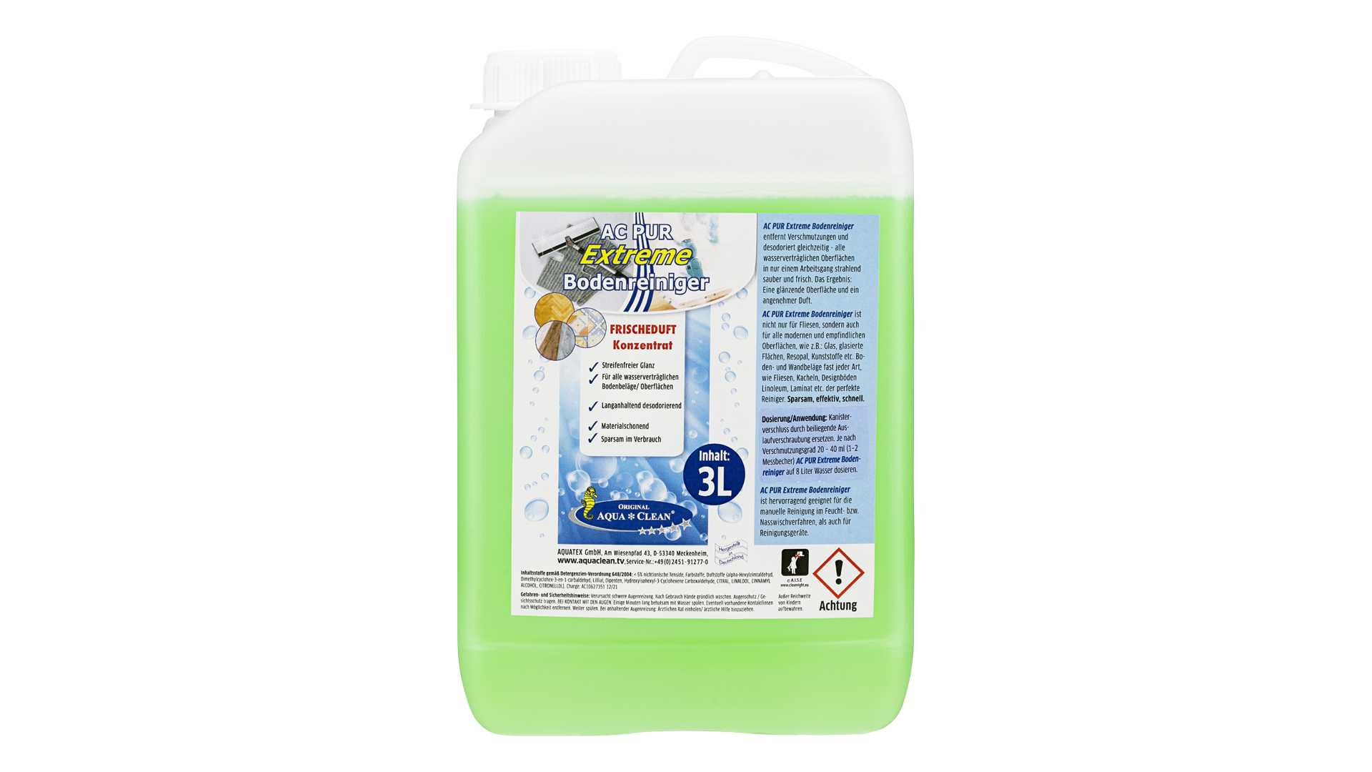 AQUA CLEAN PUR Extreme Bodenreiniger streifenfreier Glanz 3l Konzentrat