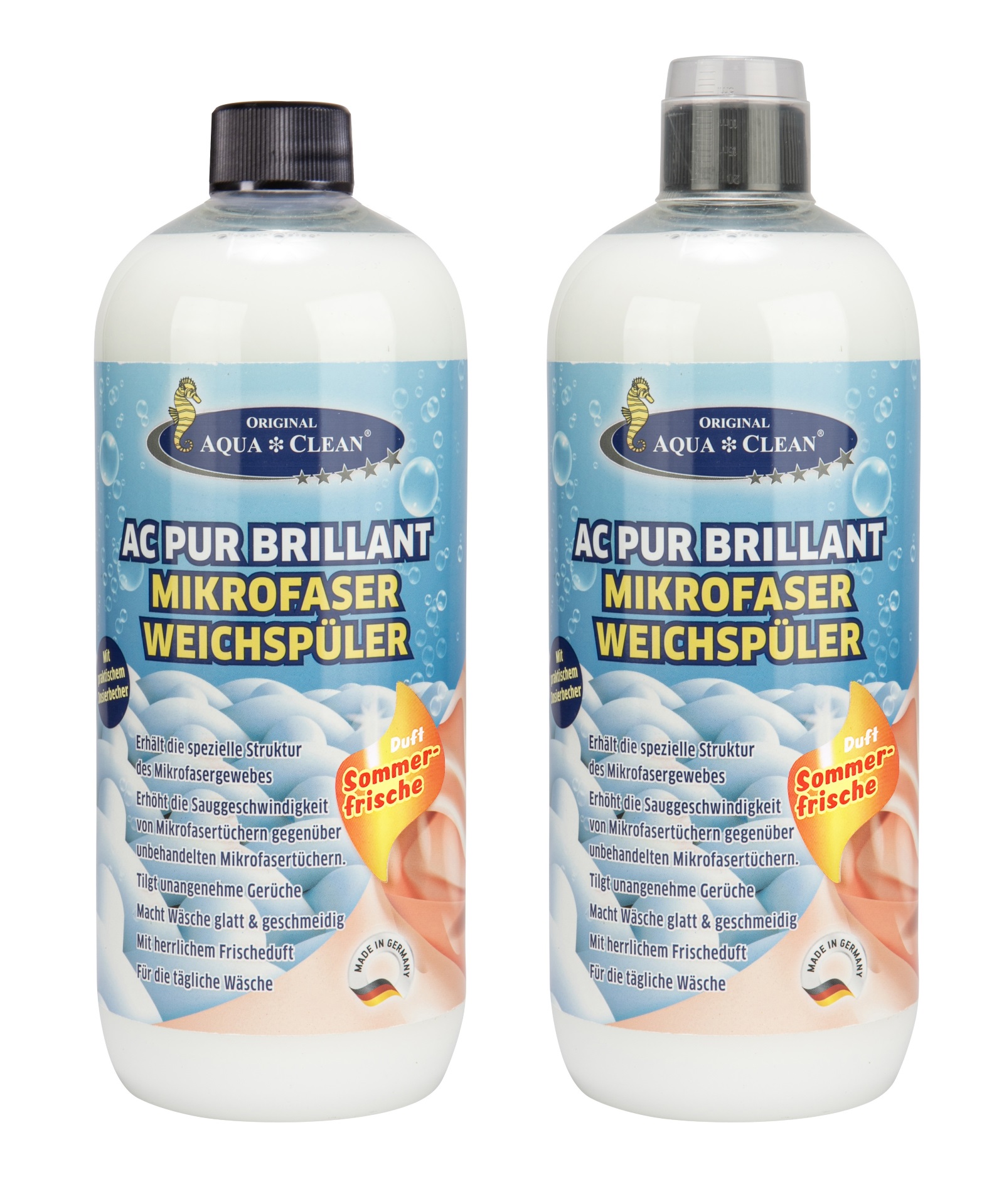 AQUA CLEAN PUR Brillant Weichspüler für Mikrofaser Sommerfrische 2 x 1 l