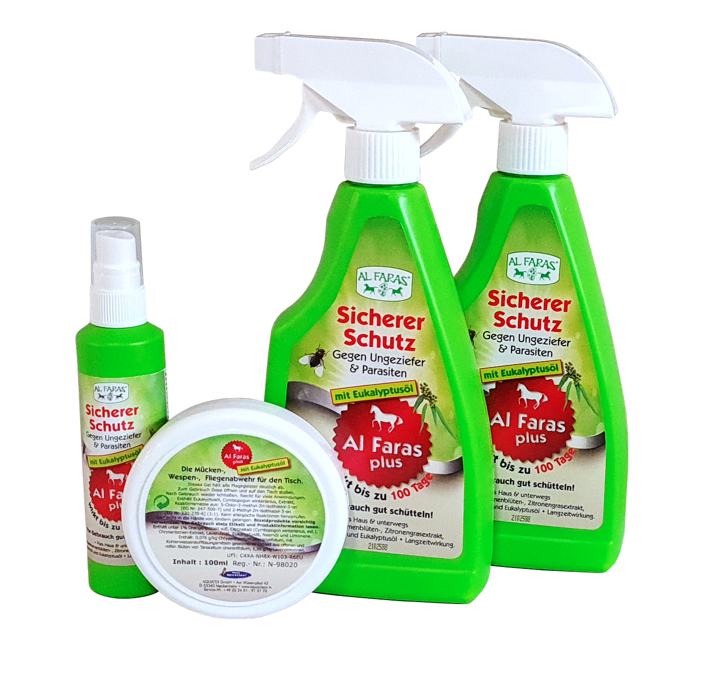 AL FARAS Insektenschutz für Umgebung & Oberflächen ! Neu mit Eukalyptusöl ! 4er Set