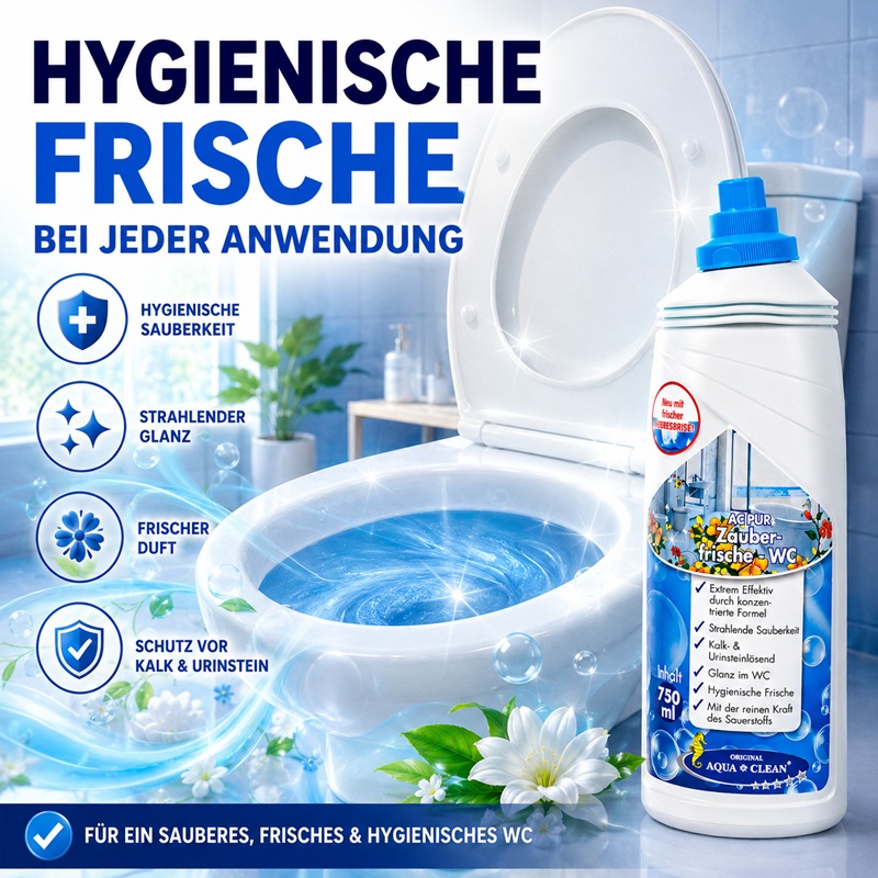 AQUA CLEAN PUR Zauberfrische WC Reiniger für hygienische Frische und strahlende Sauberkeit im WC