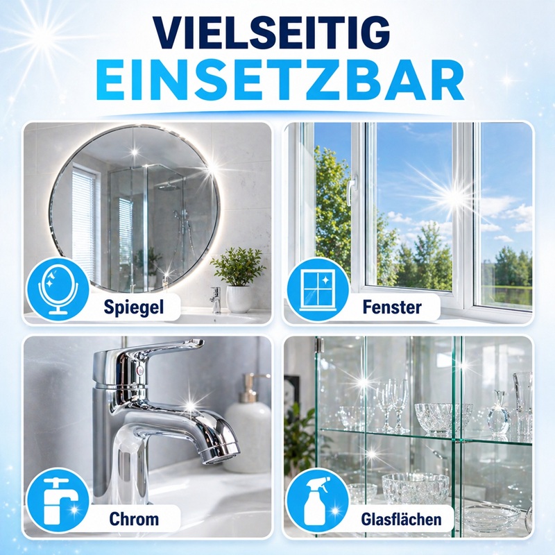 AQUA CLEAN Zauberglanz Glasreiniger vielseitig einsetzbar für Spiegel, Fenster, Chrom und Glasflächen