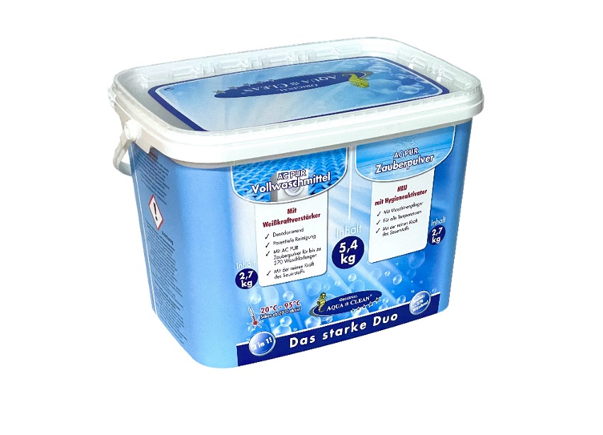 AQUA CLEAN PUR Zauberpulver 2,7kg & Vollwaschmittel mit Weißkraftverstärker im Kombi-Eimer 2,7kg AQUA CLEAN PUR Zauberpulver 2,7kg & Vollwaschmittel mit Weißkraftverstärker im Kombi-Eimer 2,7kg