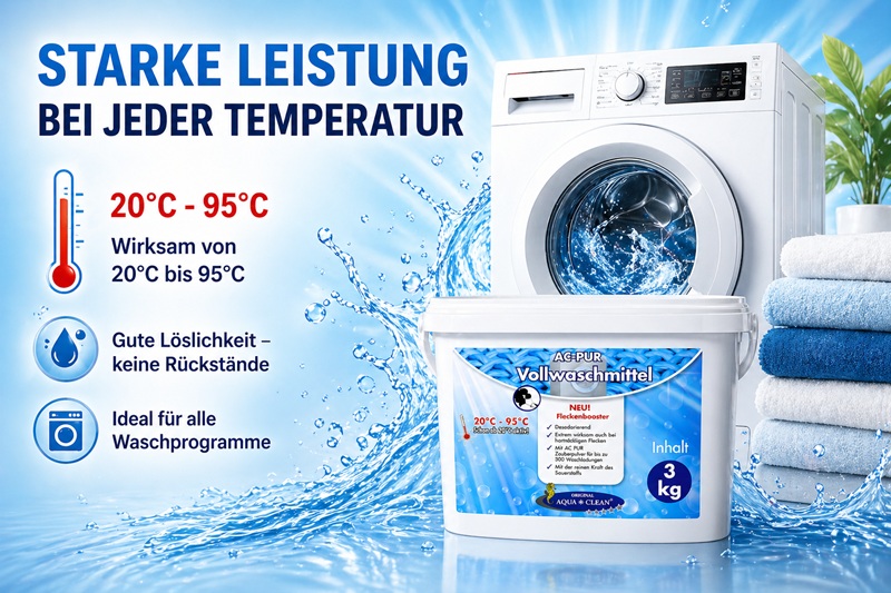 AC PUR Vollwaschmittel 3 kg wirkt zuverlässig bei 20 bis 95 Grad, löst sich rückstandsfrei auf und eignet sich für alle Waschprogramme und Textilien