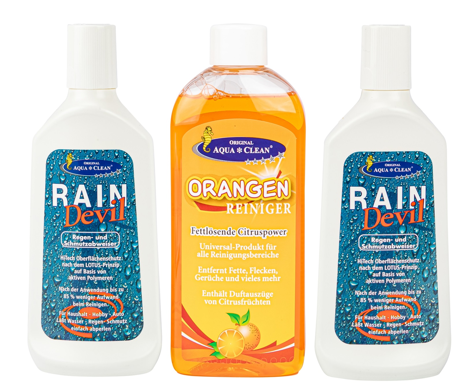 AQUA CLEAN Rain Devil 2x250ml + Orangenreiniger 250ml 3er Set