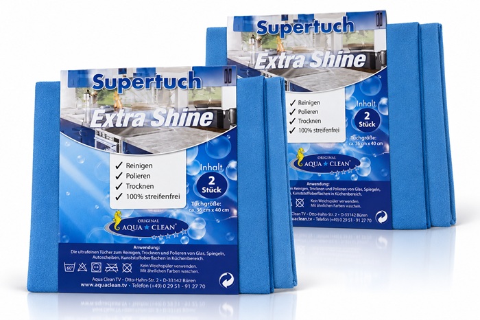 AQUA CLEAN Supertuch Extra Shine Reinigen, Polieren & Trocknen 4tlg.