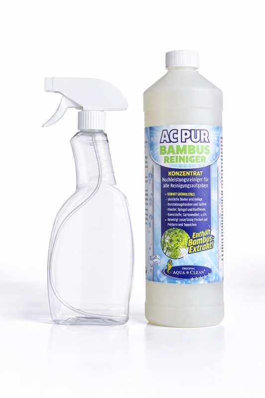 AQUA CLEAN PUR Bambus Reiniger Konzentrat 1 Liter mit zusätzlicher 500-ml-Leerflasche