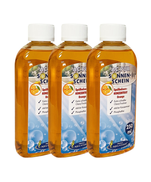 AQUA CLEAN PUR Sonnenschein Spülbalsam Konzentrat 3x 250ml Apfel 