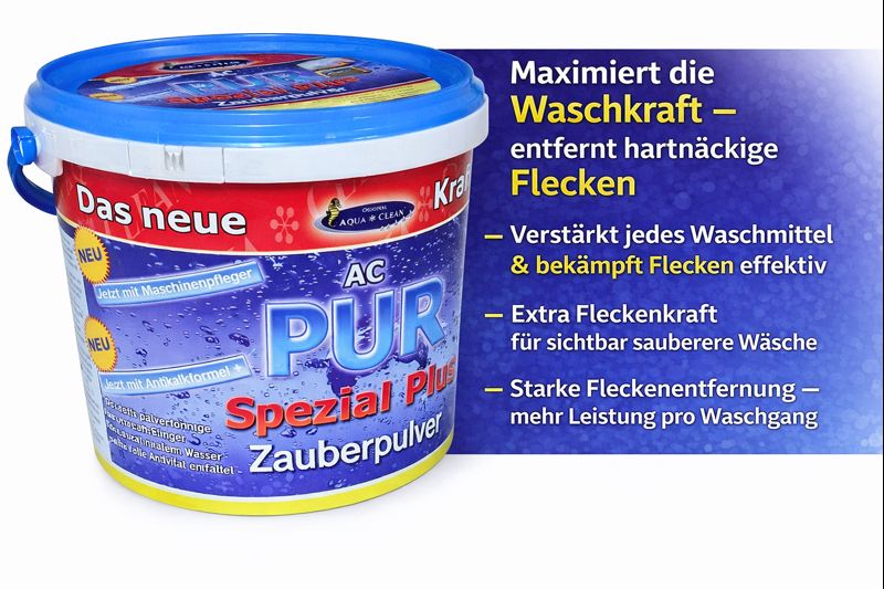 AC PUR Spezial Plus Zauberpulver im Eimer zur Fleckenentfernung und Verstärkung der Waschkraft, geeignet gegen hartnäckige Flecken auf Textilien