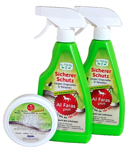 AL FARAS Insektenschutz für Umgebung & Oberflächen ! Neu mit Eukalyptusöl ! 3er Set