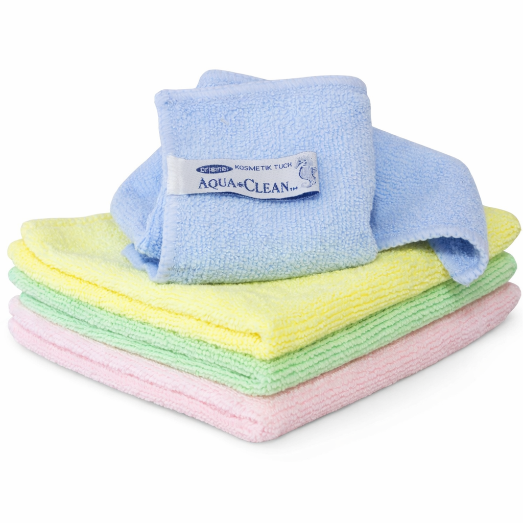 Pastellfarbenes Mikrofaser Abschminktuch Set von AQUA CLEAN mit mehreren weichen Kosmetiktüchern für die sanfte Gesichtsreinigung und Make-up Entfernung