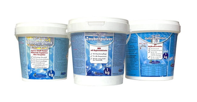AC Probierset Vollwaschmittel 1kg + Zauberpulver 1kg + Geschirrpulver 1kg Zitrone