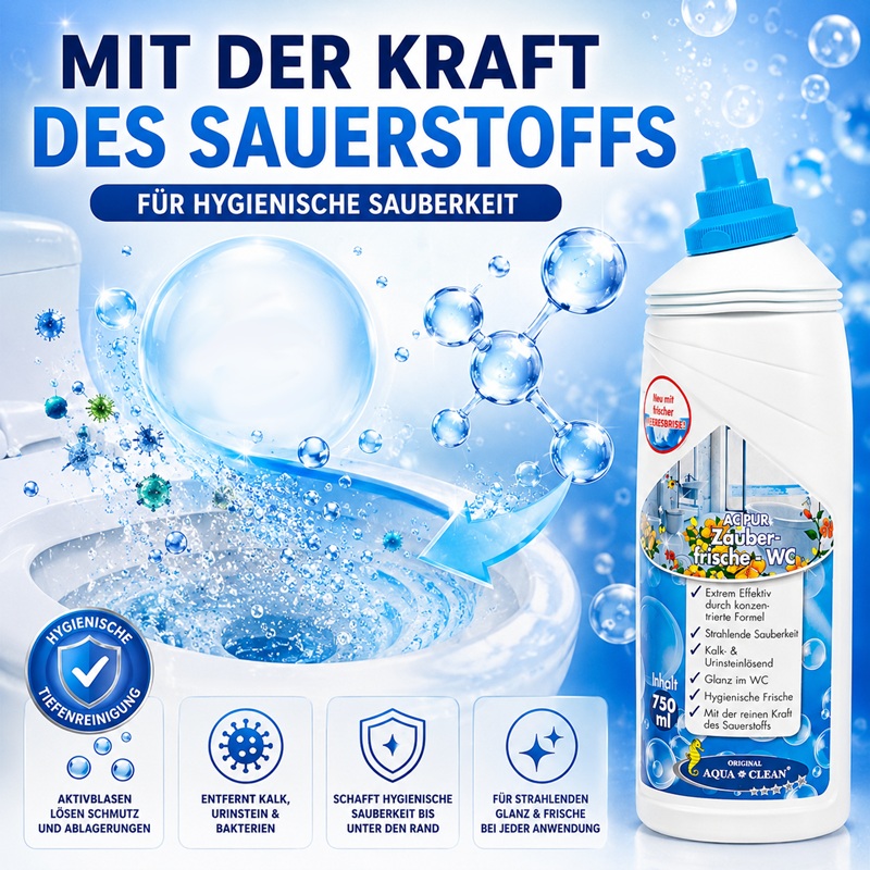 AQUA CLEAN PUR Zauberfrische WC mit der Kraft des Sauerstoffs für hygienische WC Reinigung