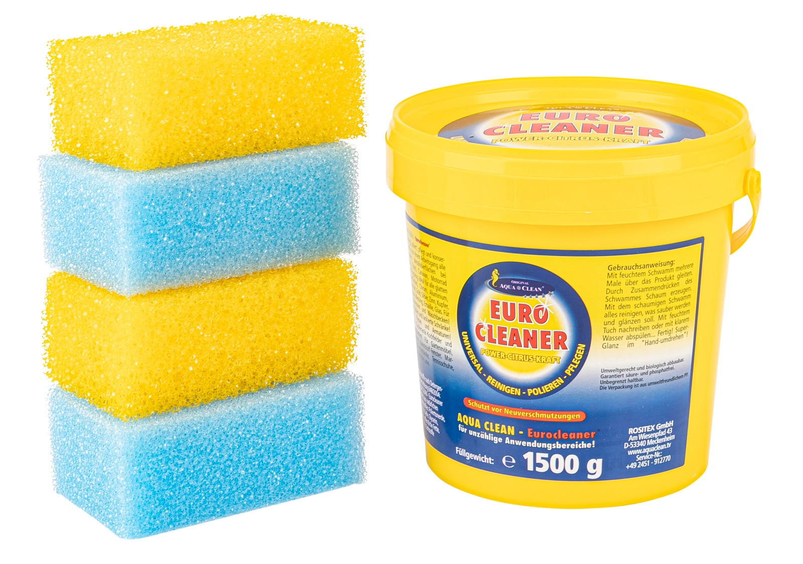 aqua-clean-eurocleaner-1-5kg-4-schwamme AQUA CLEAN Eurocleaner 1,5kg inkl. 4 Schwämme
