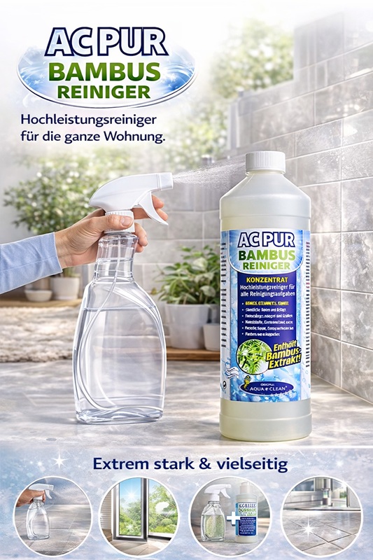 AC PUR Bambus Reiniger Konzentrat mit Sprühflasche als Hochleistungsreiniger für Bad, Küche, Fliesen, Fenster und vielseitige Oberflächen in der Wohnung
