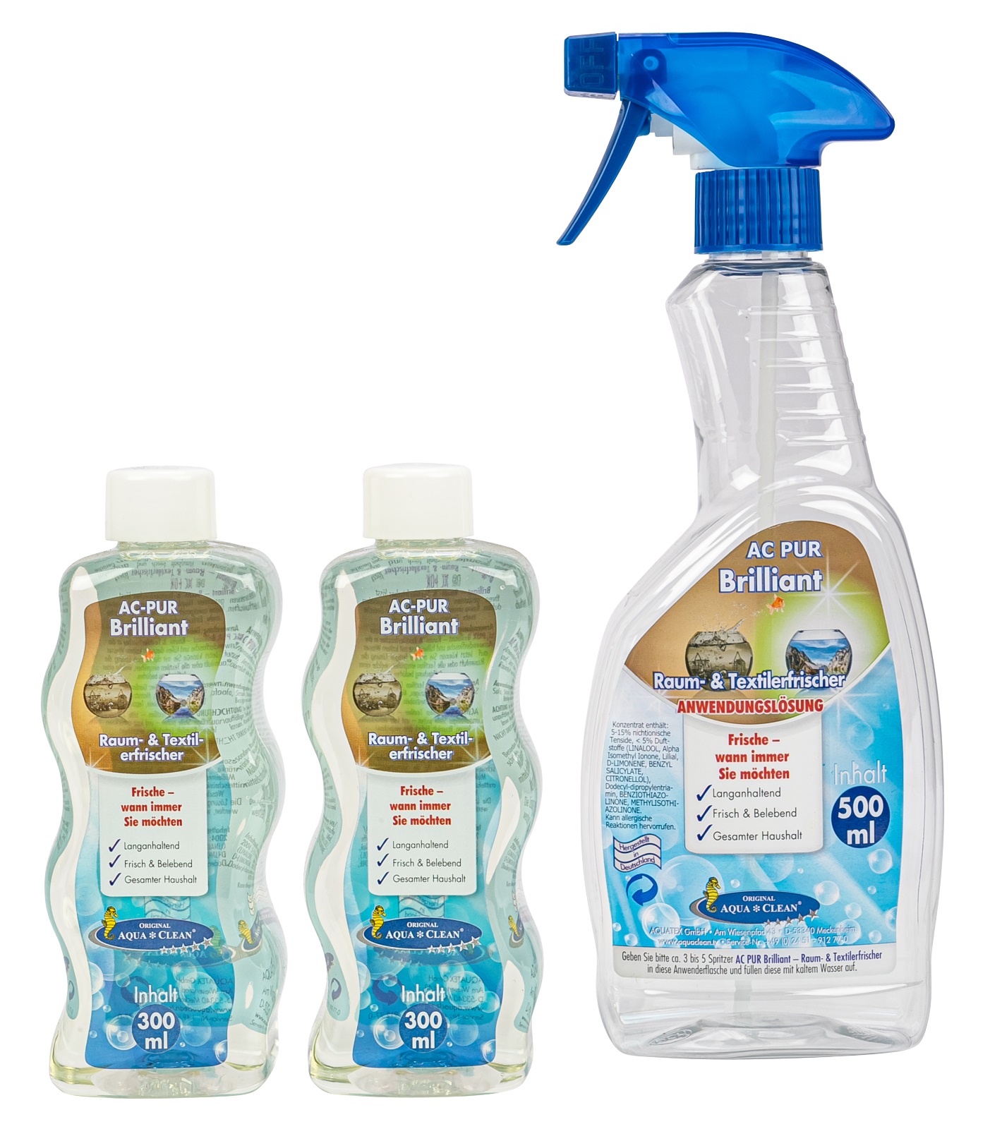 AQUA CLEAN PUR Brilliant Raum- & Textilerfrischer 2x 300ml Hochkonzentrat