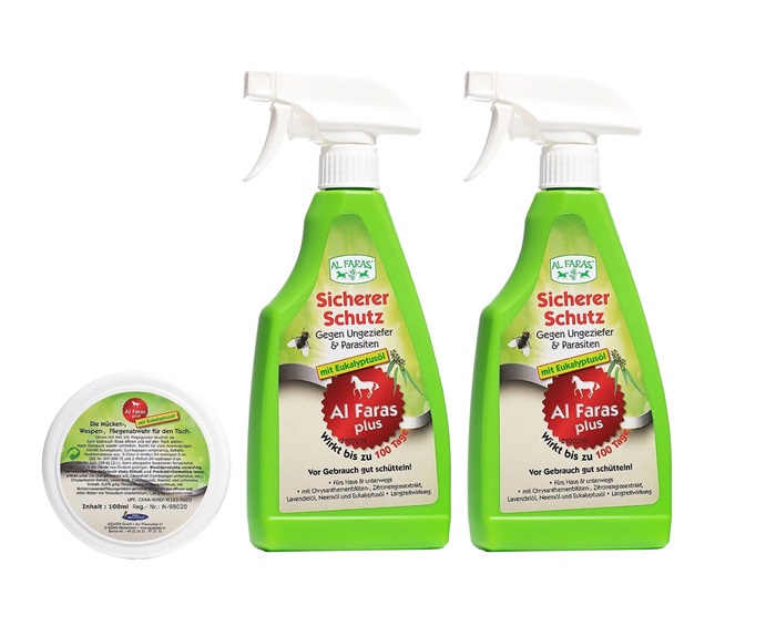 AL FARAS Insektenschutz für Umgebung & Oberflächen ! Neu mit Eukalyptusöl ! 3er Set